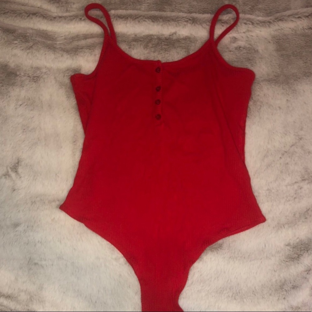 Red tank bodysuit